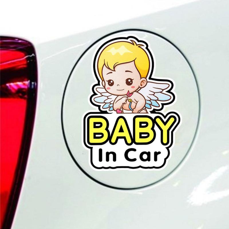 Cupid Baby In Car Sticker Cartoon Angel Design Waterproof PVC Decal Vehicle Safety Warning Sign for Car Window