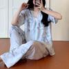 Short-sleeved Trousers Cotton and Silk Pajamas Women's Summer Thin Suit Japanese Sweet Anti-bumps Can Be Worn Outside Cotton Silk Loungewear
