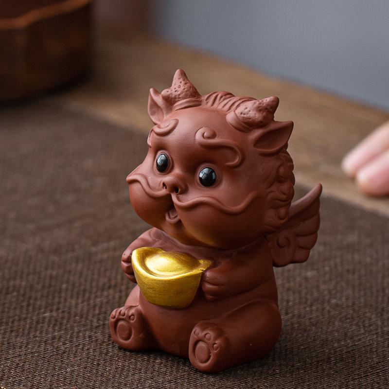 Guochao Pixiu Zisha Tea Pet Ornament - Creative, Cute, and Wealth-Attracting Tea Table Decoration
