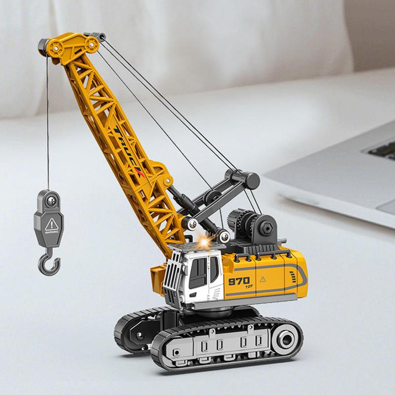 Mini Rc Truck CRANE 1/64 Alloy Diecast Construction Remote Control Desktop Cars For Boys Movable Electric Excavator Kid Gift