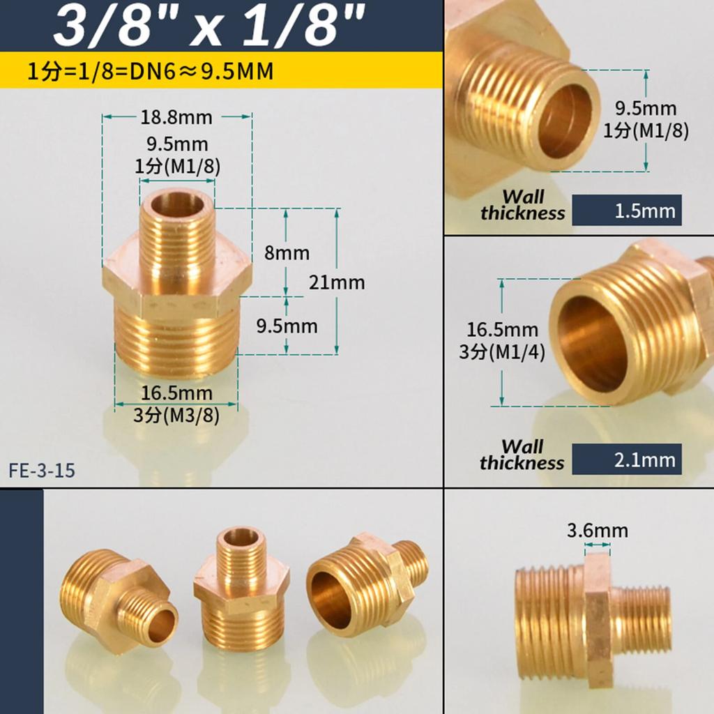 1/8" 1/4" 3/8" 1/2" 3/4" 1" BSP Messing Außengewinde zu Außengewinde Sechskant-Nippel Gleichmäßig Gerade Reduzierend Messing-Verbinder für Wasser Öl Gas
