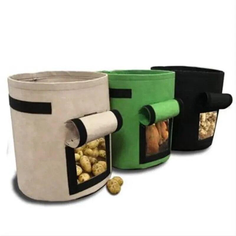 Reusable Non-Woven Felt Planting Bag with Harvest Window for Vegetables