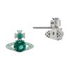 Vivienne Westwood Ismene Saturn Crystal Brass Earrings Unisex Earrings Green Silver 6201034M-02P427