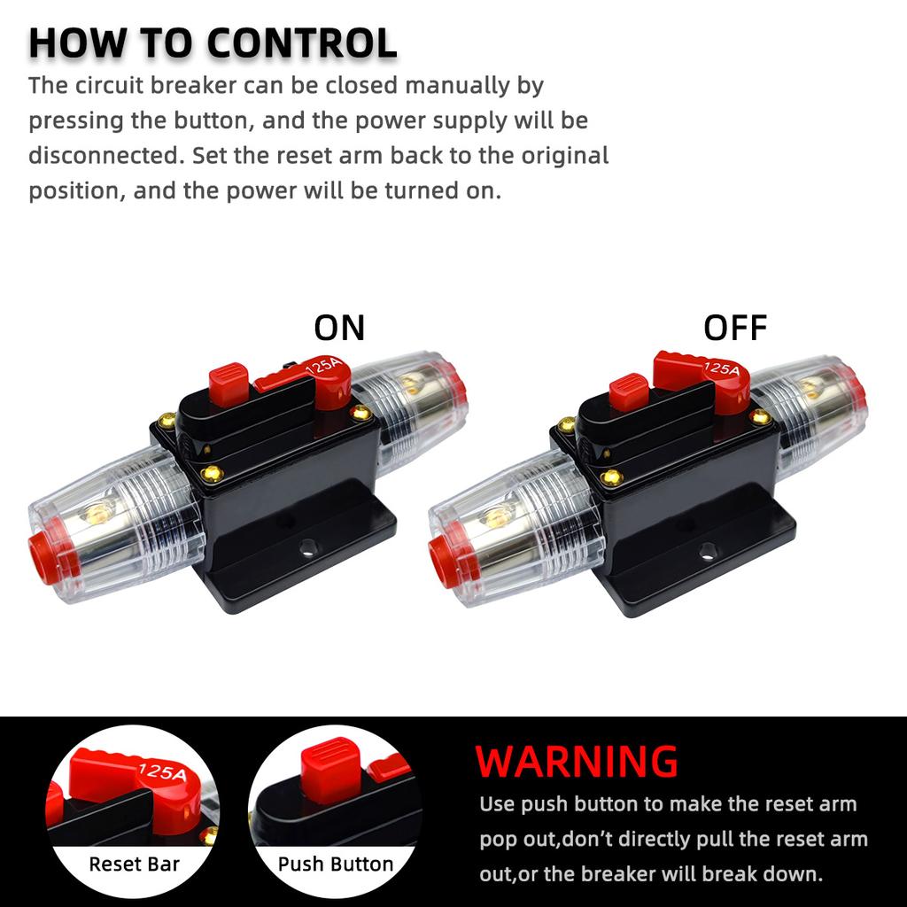 20A to 300A 12V-48V Circuit Breaker Power Protect Fuse Trolling with Reset Waterproof Car Boat 30A 80A 100A 300A Fuse Holders1