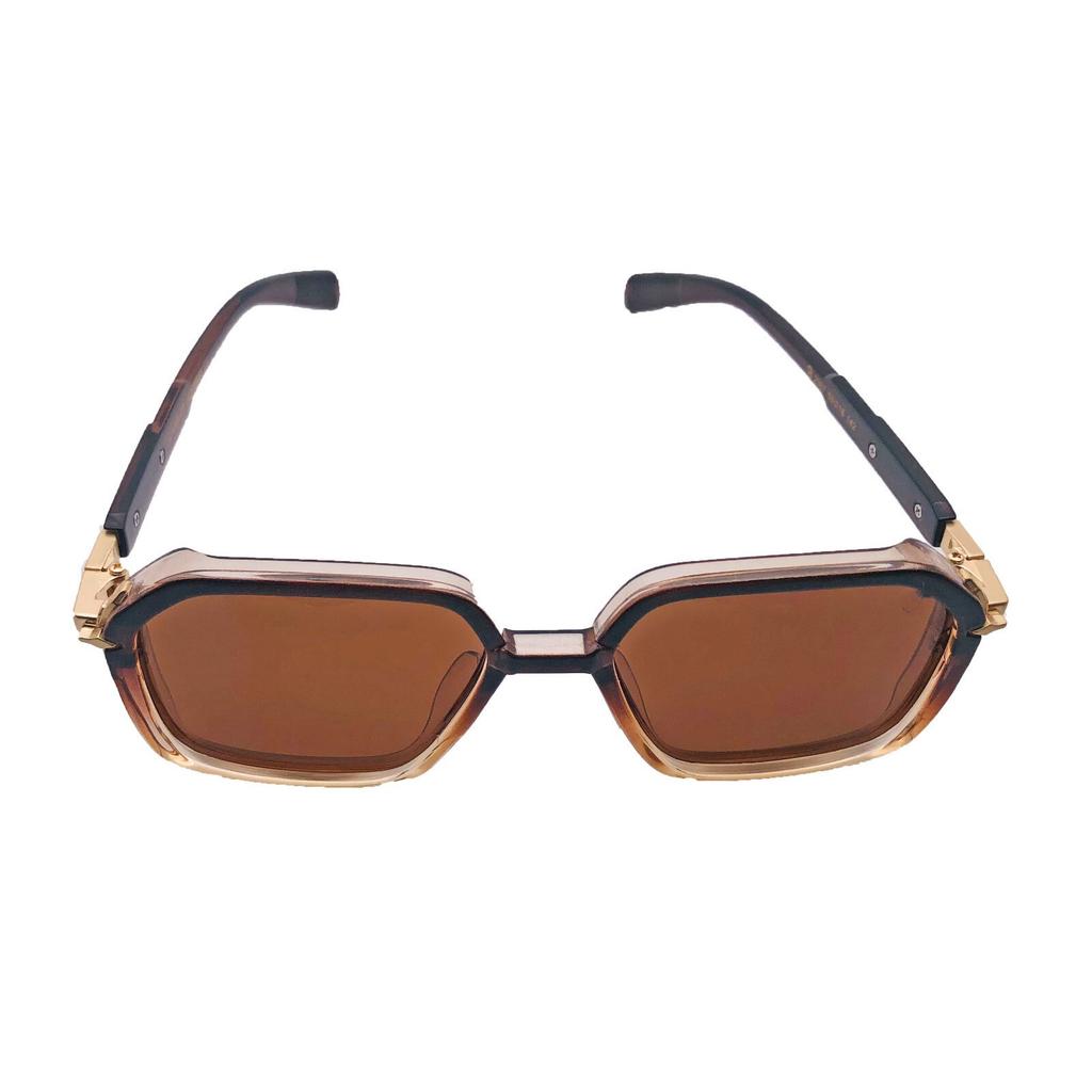RSINC Unisex Designer-Sonnenbrille UV-Schutz Vintage Quadratisch Braun Gold KN-2307 B0DKC3S5CF