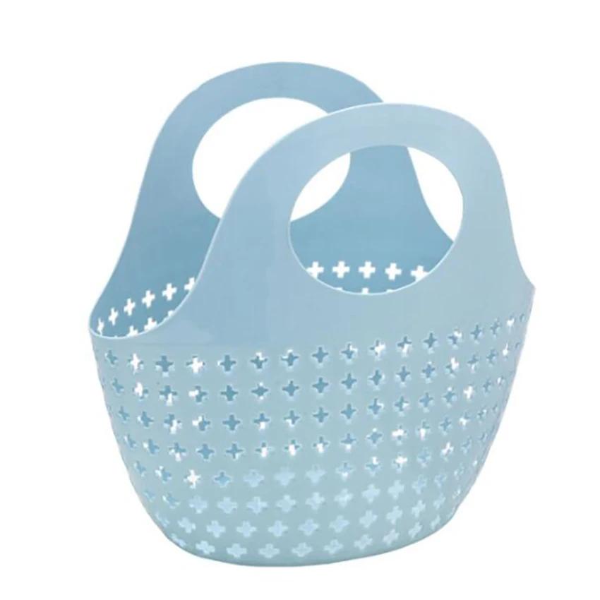 Hand-held Basket Foldable Soft Bath Storage Basket Plastic Washbasin Storage Basket New Bathroom Frame Portable Shower Container синий 2460₽