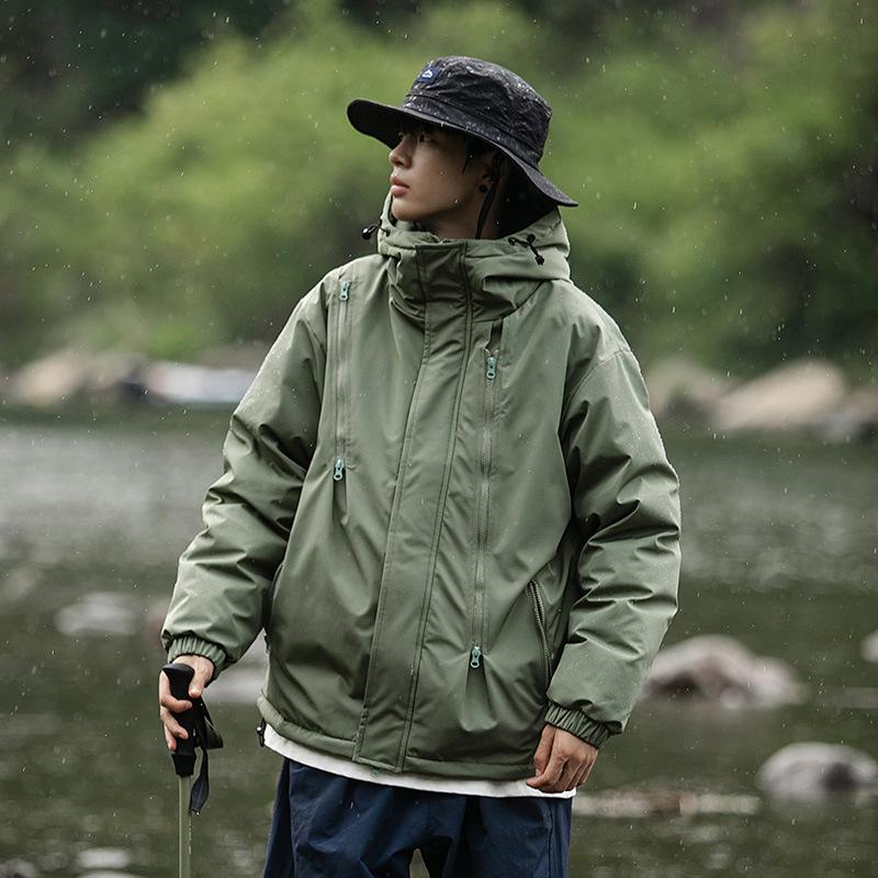 Outdoor couple jacket down cotton jacket men's winter loose hooded cotton jacket jacket thickened warm trendy padded clothes