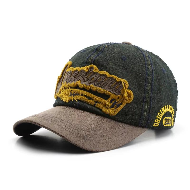 New Denim Patchwork Baseball Cap Fashion Letters Embroidery Long Brim Peaked Hat For Men Women Hip Hop Caps Streetwear