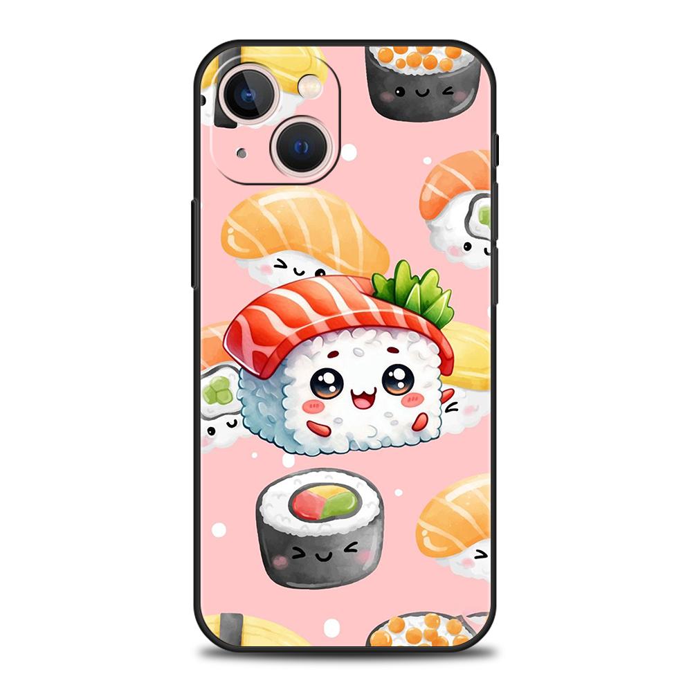 Luxury TPU Soft Phone Case For iPhone 17 Air 16E 16 11 15 14 Pro MAX 12 13 7 8 Plus X XR XS SE 2022 Cover Cute Cartoon Sushi