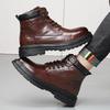 Men's Top Layer Cowhide Martin Boots – British Style, Plus Velvet Warm, Genuine Leather, High Top, Autumn/Winter.