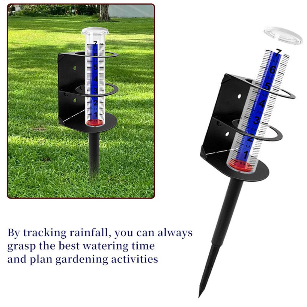 Accurate Rain Gauge Outdoor Measuring Meter with Metal Stand for Garden Weather Monitoring Backyard Rainfall Tracker