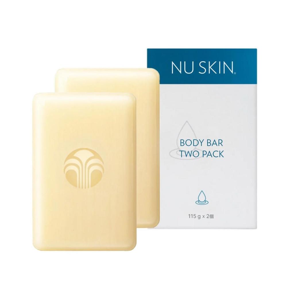 Nu Skin Body Bar 115g x 2 Mildly acidic solid soap Contains and aloe vera juice Gently cleanses and moisturizes the whole body Can also be used on the
