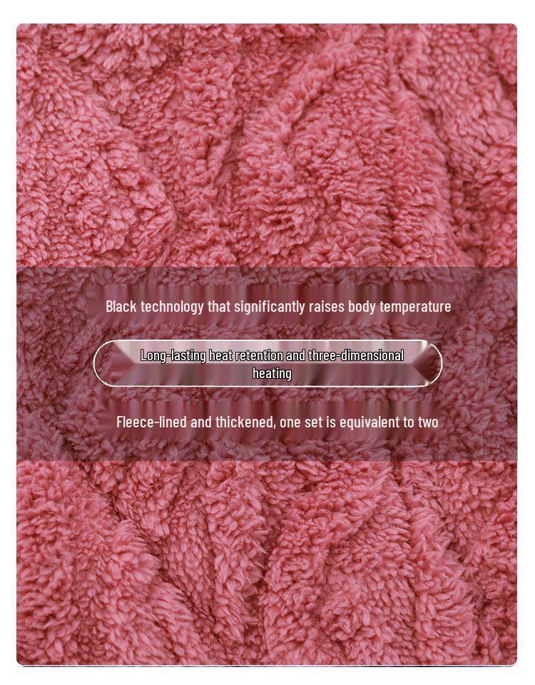 Three-Layer Fleece-Lined Quilted Winter Pajama Set for Elderly Women - Warm Coral Fleece Home Wear & Outerwear