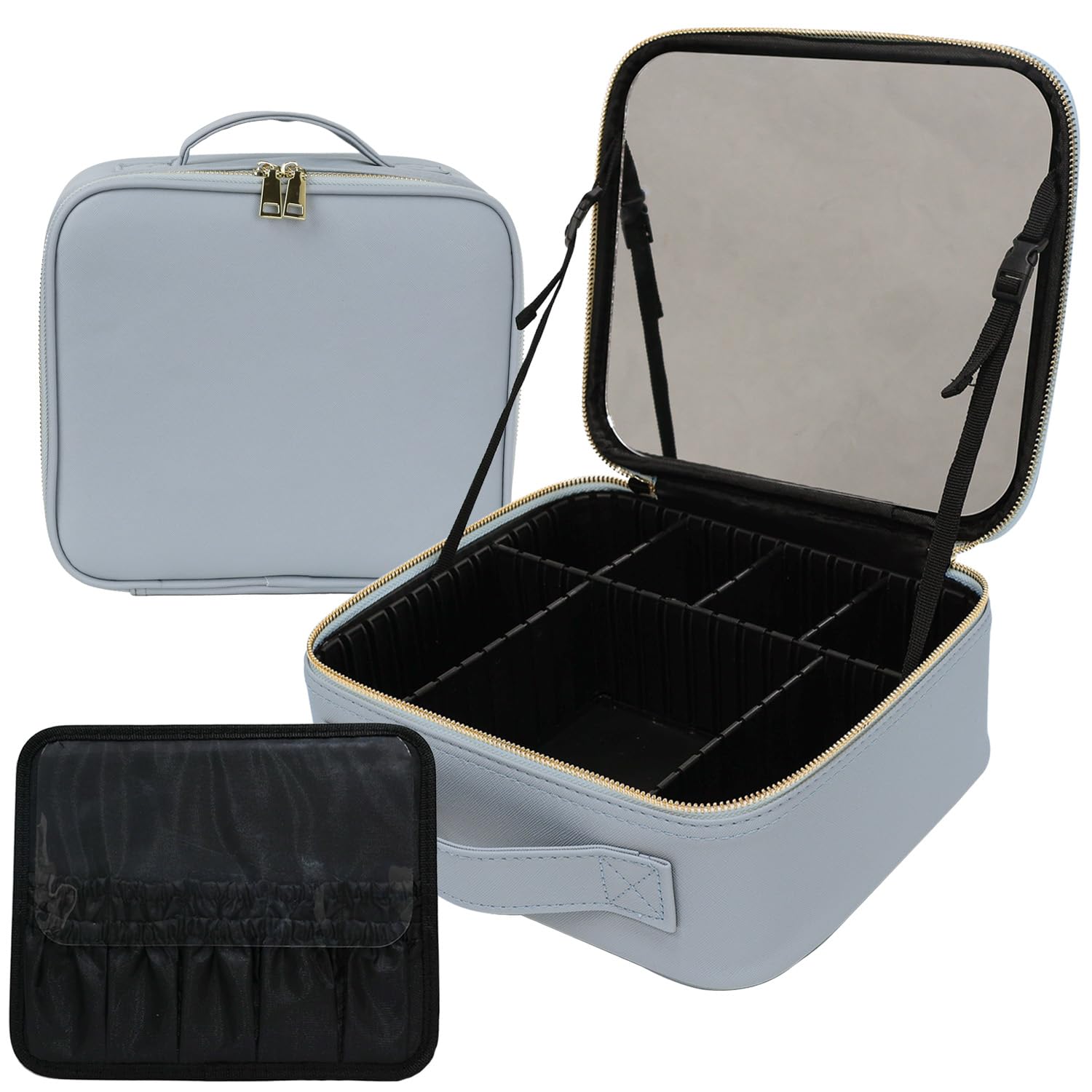 Makeup Box with Original Large Makeup Cosmetic Professional Adjustable Compact Makeup for Makeup Travel Standard [MRG] Mirror, Color, Capacity, Pouch,
