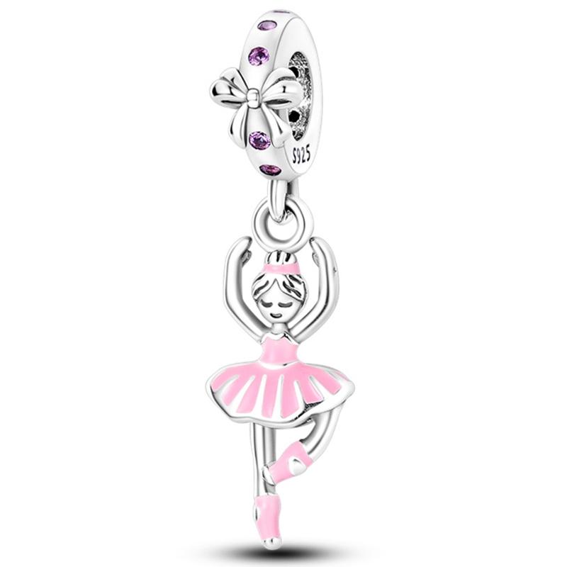 Suitable For 3Mm Authentic Bracelets Genuine Copper Color Pink Ballet Skirt Shoes Romantic Paris Decorative Charms Bead Elements Jewelry Creation