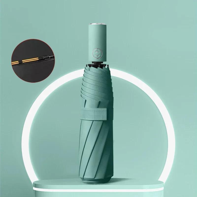 Lightweight Umbrella Automatic Advertising Small Umbrella Large Folding Wind Resistant Portable Three Fold Sunny Rainy Dual Use