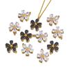 2Pcs Fashion Black White Heart Flower Earrings Charms Golden Plated Stainless Steel Zirconia Petal Pendant Necklace DIY Findings