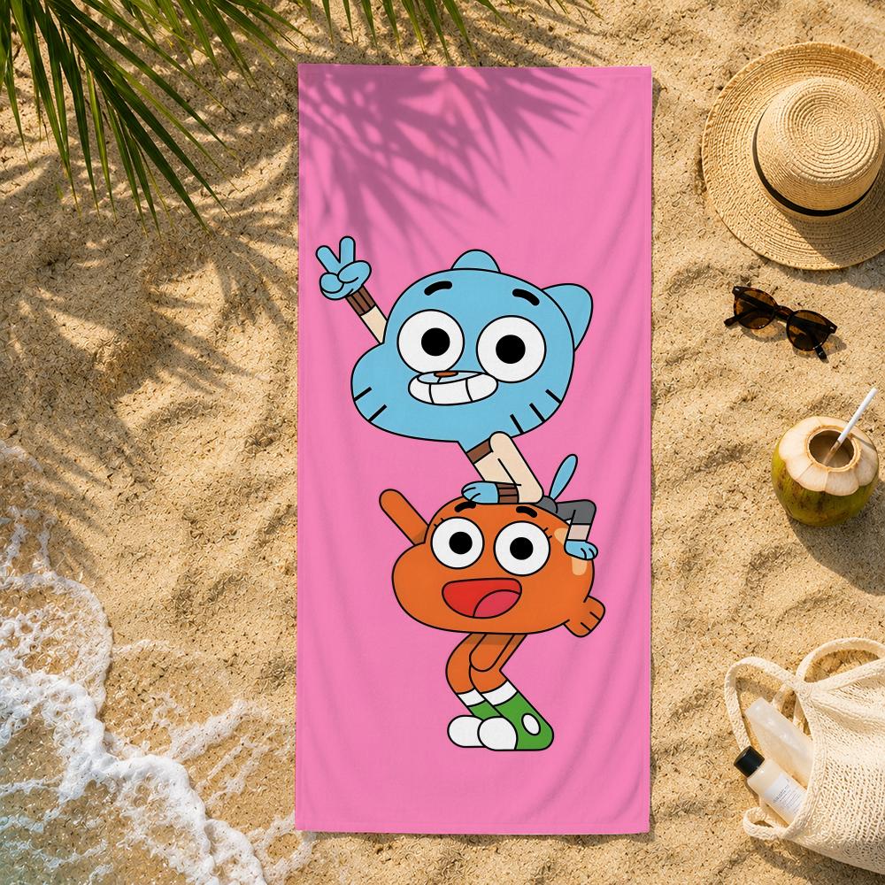 Lustiges T-The Amazing World Of Gumballs Handtuch Ultra-Feine Faser Schnelltrocknend Saugfähiges Handtuch, Strand Schwimmen Urlaub Strandtuch