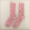 Women Gothic Ripped Holes Crew Socks Ribbed Knitted Harajuku Punk Hip Hop Skateboard Middle Tube Hosiery Streetwear