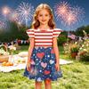 Mädchen Kleid mit Puffärmeln Unabhängigkeitstag Feiertagskleid Amerikanische Flagge gemustertes Skaterkleid Lässiges Sommeroutfit für Kinder