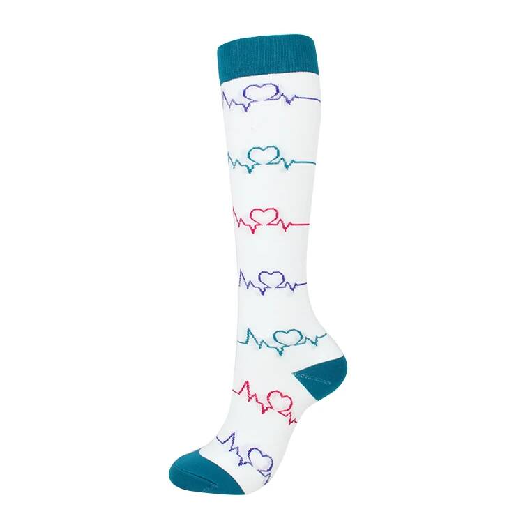 Men Women Ecg Wave Compression Sport Socks Running Socks Compress Stockings Pressure Nylon Long Varicose Veins High Socks