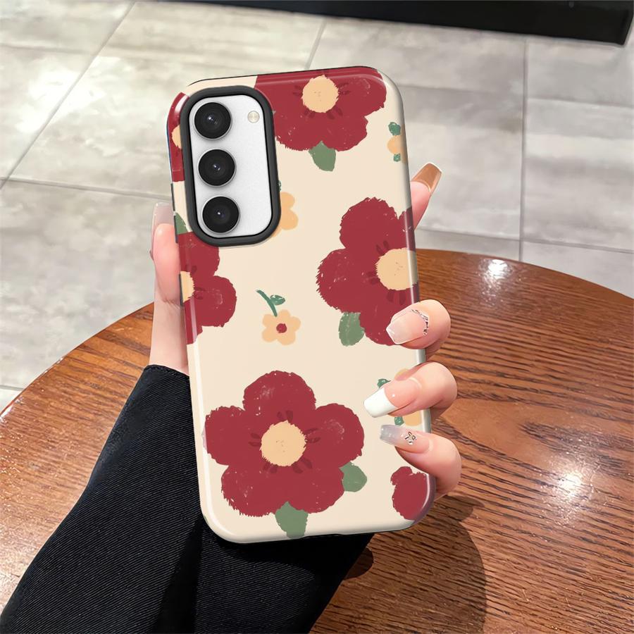 

Phone Case for Samsung Galaxy S25 A56 S23Ultra S24 Ultra S23 A36 A26 S25Ultra S20 FE A16 Soft Cover Capa Beautiful Red Flower Galaxy A36 5G