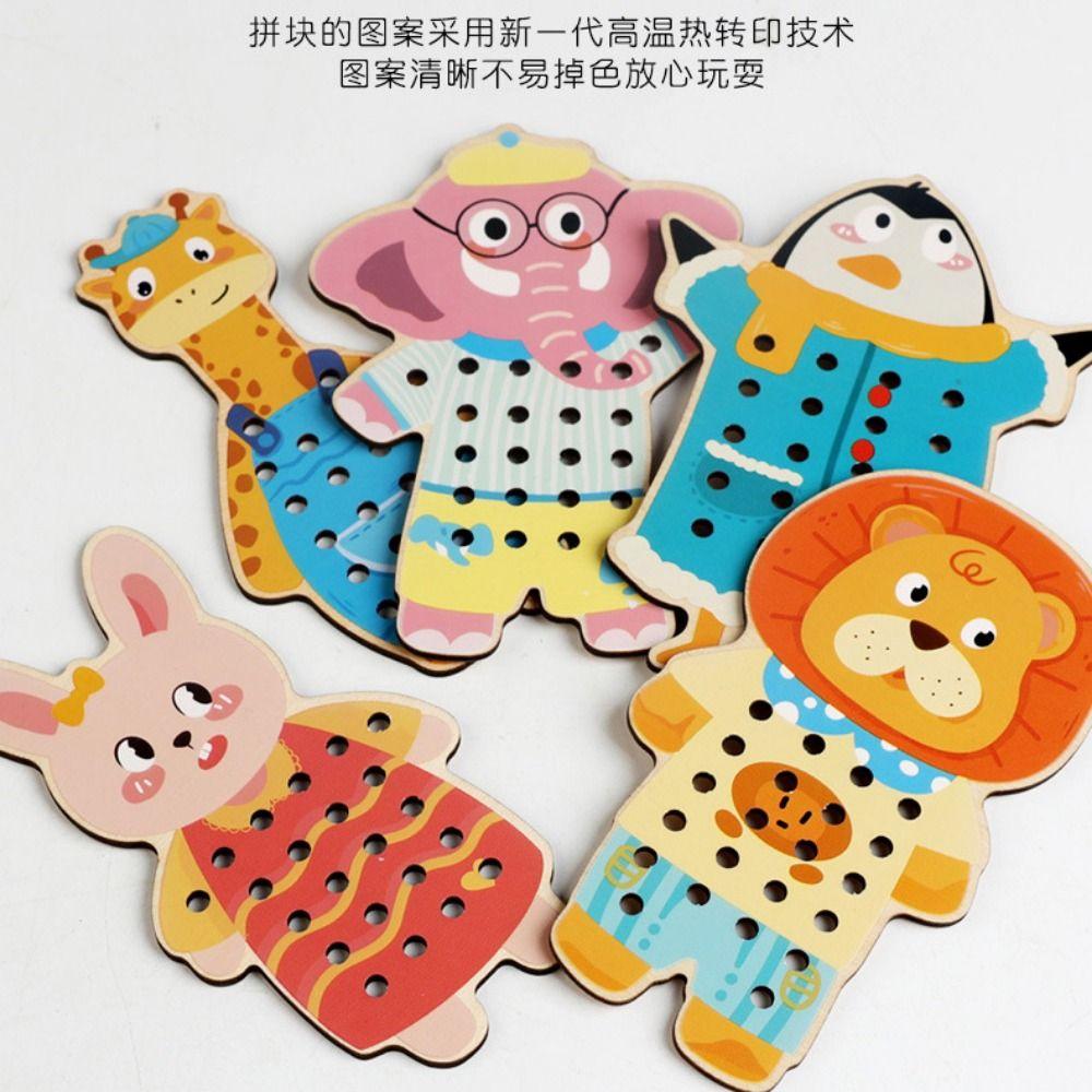 Educational Wooden Lacing Toy Hand-eye Coordination Caterpillars Eat Fruit  Training
