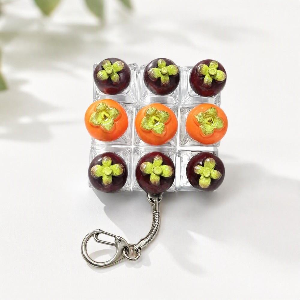 Transparent Dual-Tone Fruit Decompression Button Toy 9-Key Keyboard Keychain Desktop Decoration