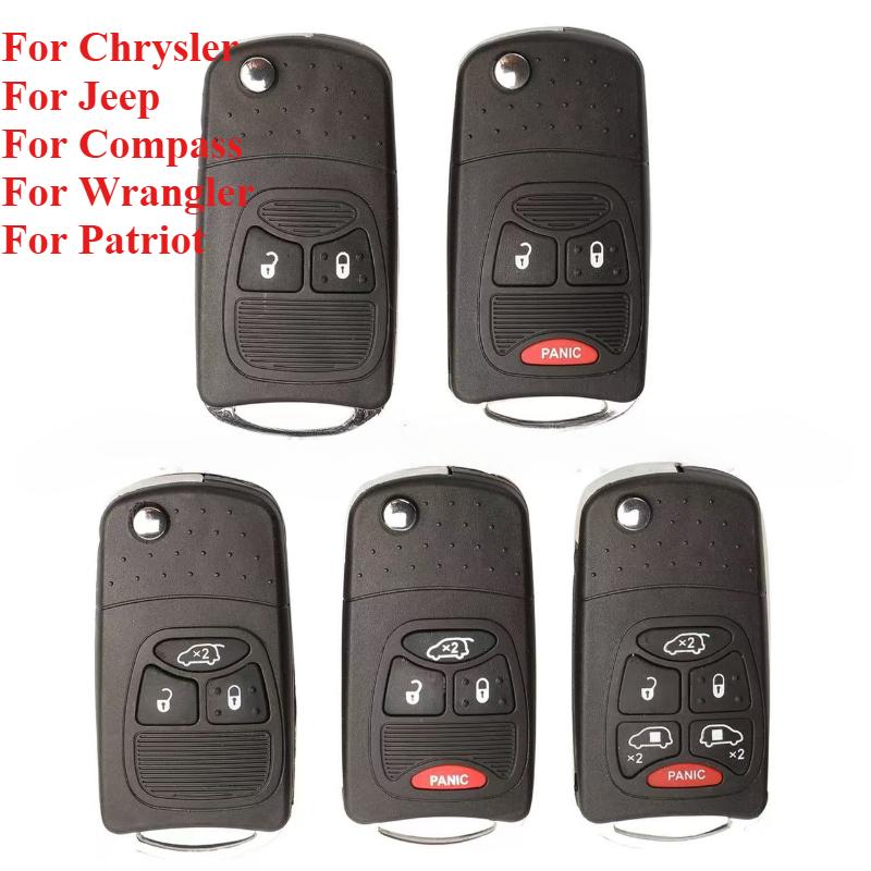 

Дистанційний модифікований складаний ключ Flip Shell Case для Chrysler Jeep Compass Wrangler Patriot Remote Key Case Fob 2 Button 5+1