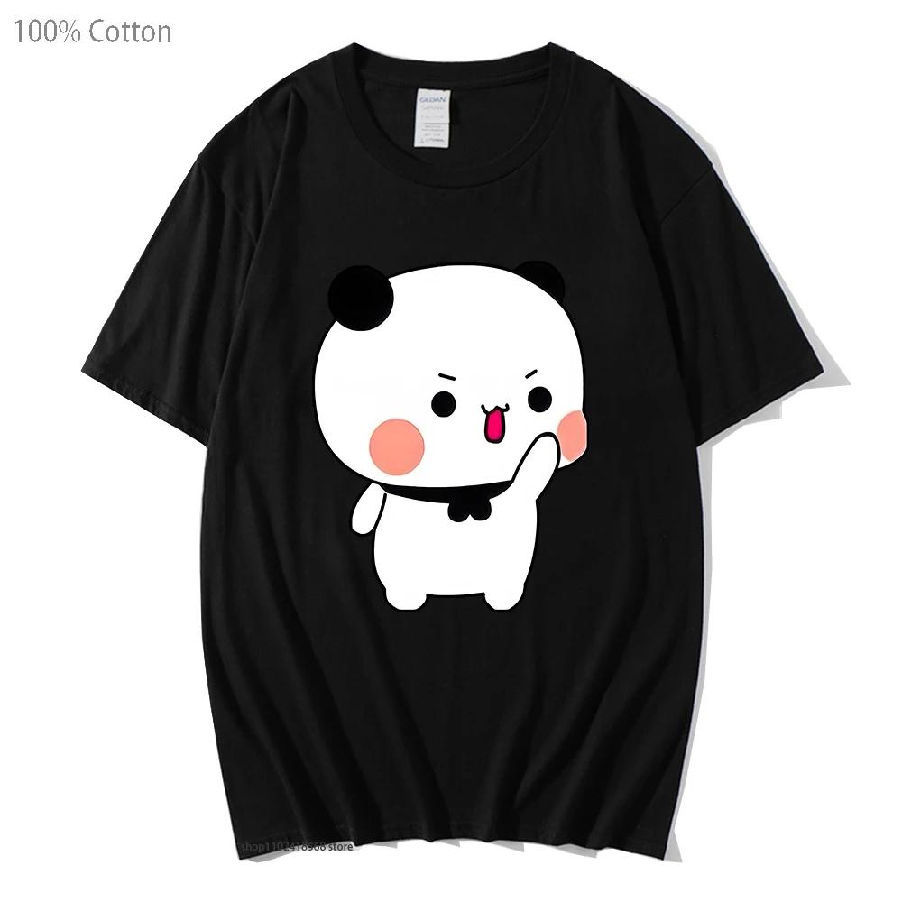 Couple T-Shirts Bubu with Dudu T-Shirts Cartoon Cute Panda and Brownie Bear Tshirt Men Women Cotton Shirt Kawaii Top