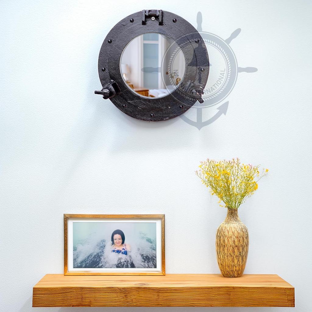 Nagina International 14" Nautical Ship Porthole Mirror with Iron Antique Finish QH5-ESX-IJS