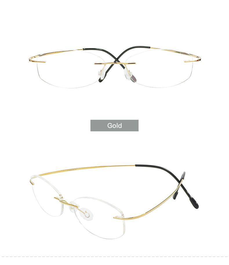 

Титановая легкая овальная оправа для очков Мужская Женская Цветная Гибкая Без ободка Для рецептурных линз С медицинским рецептом золотой