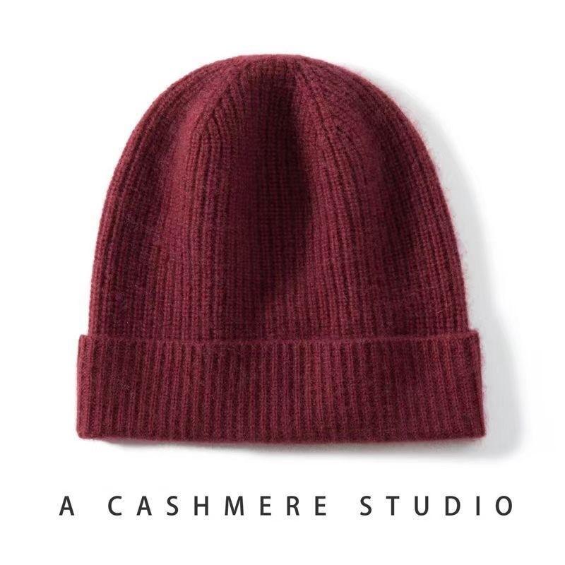 Autumn and Winter Popular% Cashmere Hat Women's New Winter Knitted Hat Warm Ear Protection Versatile Wool Bag Head Hat