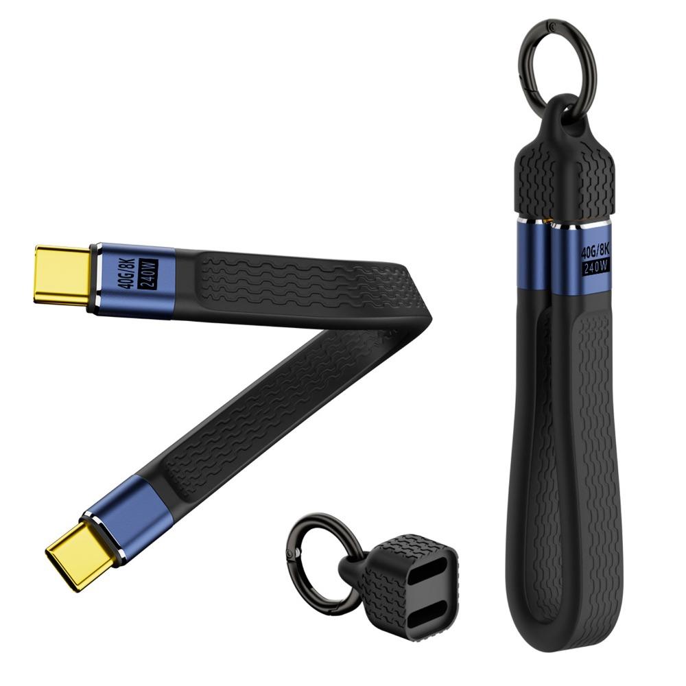 Cabo USB4 Tipo-C Universal 40Gbps PD 240W Cabo de Dados USB-C Curto Chip E-marker Fio Flexível de Placa Macia Saída de Vídeo