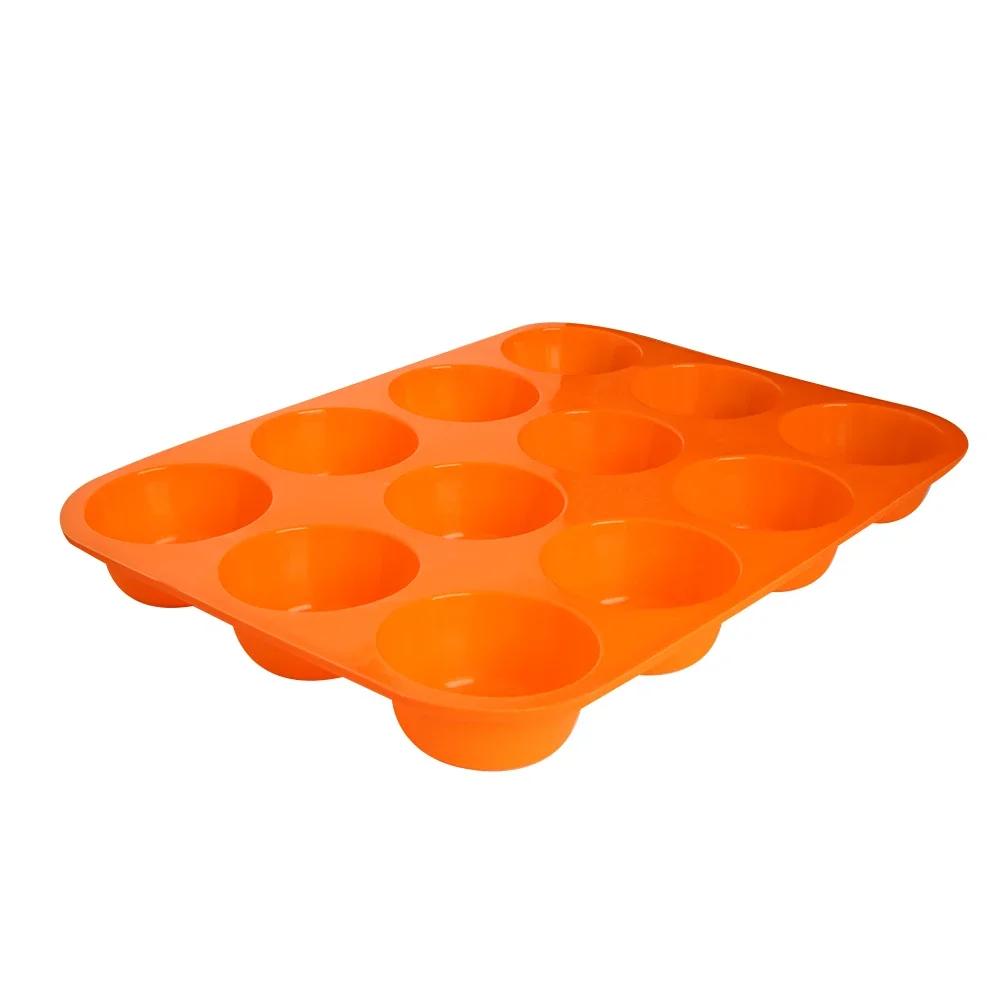 DIY Baking Tool - Non-Stick 12 Holes Round Muffin, Cupcake, Cookies, Fondant, Pudding, Steamed Cake Silicone Mold