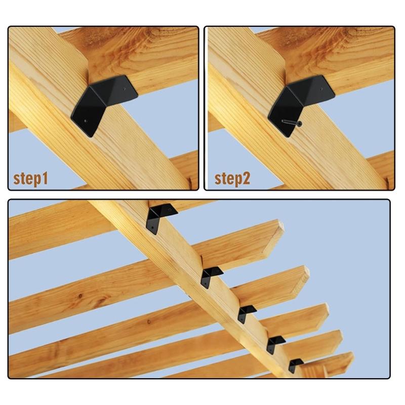 12pc Metal Rafter Clamps For Outdoor Structures Corrosion Resistant Black Hardware With Assembly Fasteners