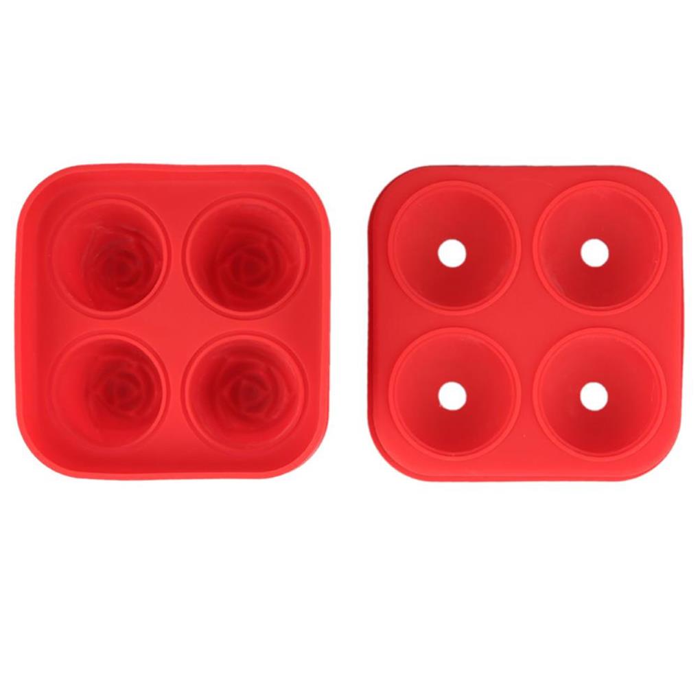 4-Cavity Small Ice Cube Tray Cute Rose Shaped Reusable Durable Waterproof Wear-resistant Ice Cube Mold Kitchen Tool Bars
