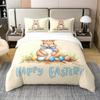 2pcs Easter Cartoon Rabbit Easter Egg Print Down Duvet Cover Set, Multi Size Bedroom Bedding Set Decoration, Machine Washable