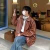 Men Spring and Autumn PU Leather Jackets Retro Streetwear Handsome Y2k Clothes Pure Simple Tops