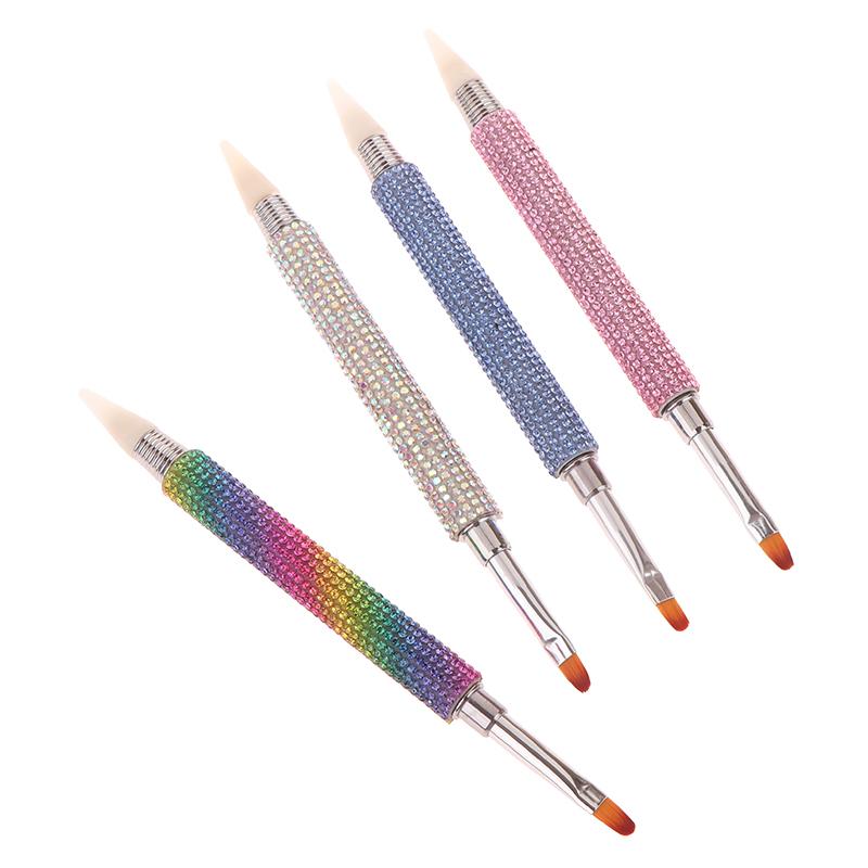 Shiny Diamond Nail Art Brush Double-Ended Dotting Pen Carving Flower Painting Pen Diy Manicure Tool Acrylic Uv Gel Extension