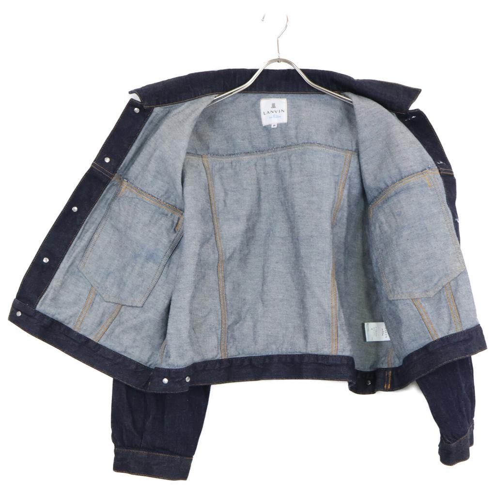 LANVIN en Bleu 3126206 Back Frill Denim Jacket Jacket 38 IndigoUsed