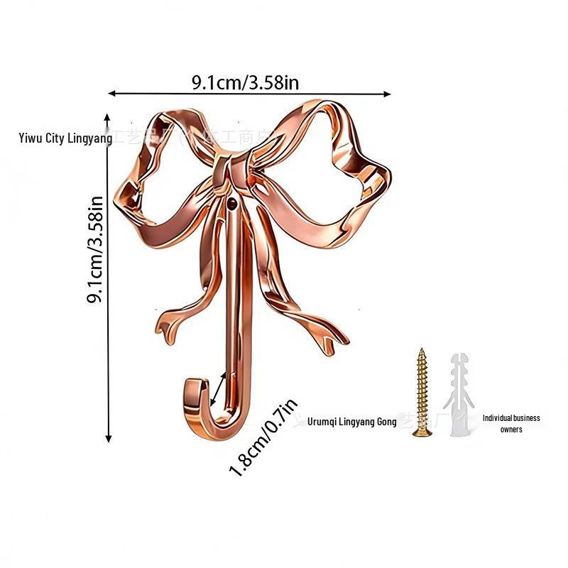 Alloy Bow Wall Hook for Living Room, Bathroom, and Entrance Decoration