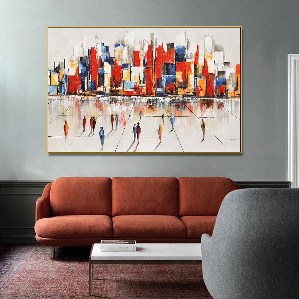 Modern Abstract City Building Landscape Canvas Painting Posters and Prints Wall Art Pictures For Living Room Home Decor No Frame