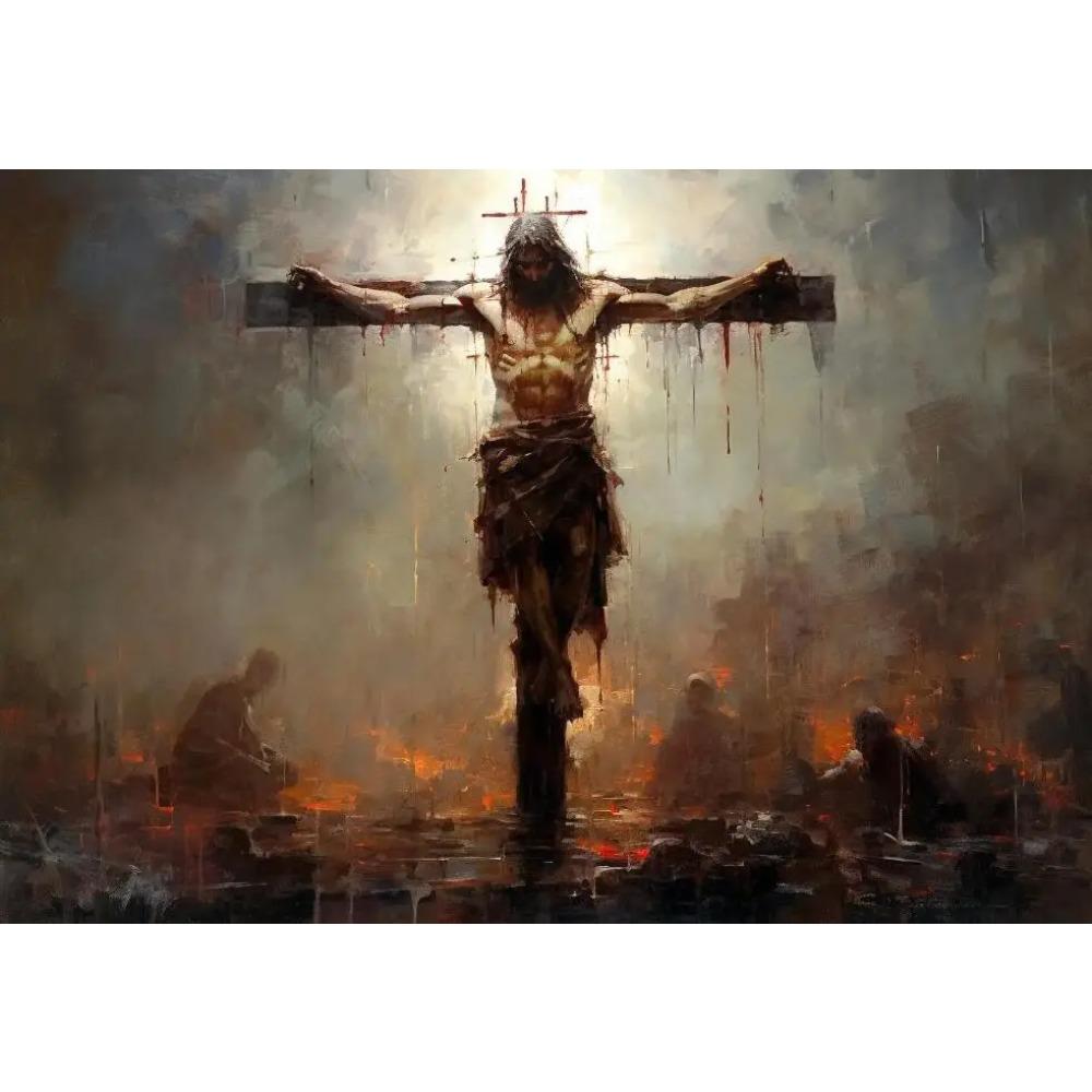 Jesus On The Cross Poster Prints For Living Room Religious Canvas Painting Christian Poster Passion of Christ Art Home Decor 21X30CMNo Framed