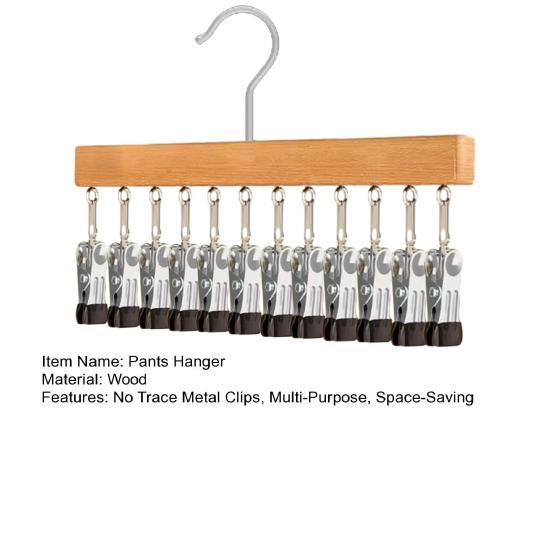 Closet Pants Hanger Closet Organizer with 10 or 12 Clips Space Saving Clothes Hanger for Leggings Pants Scarves Socks Hats Skirts Storage