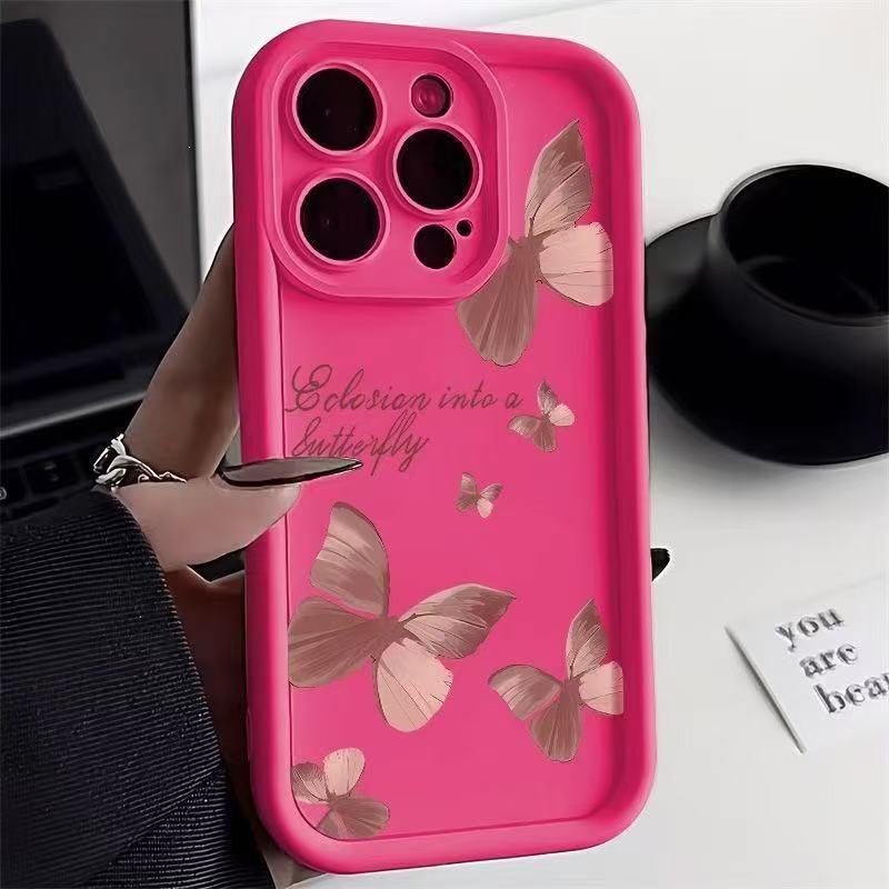 Creative pink butterfly for Apple 17 mobile phone case iphone16promax15pro/14/13/