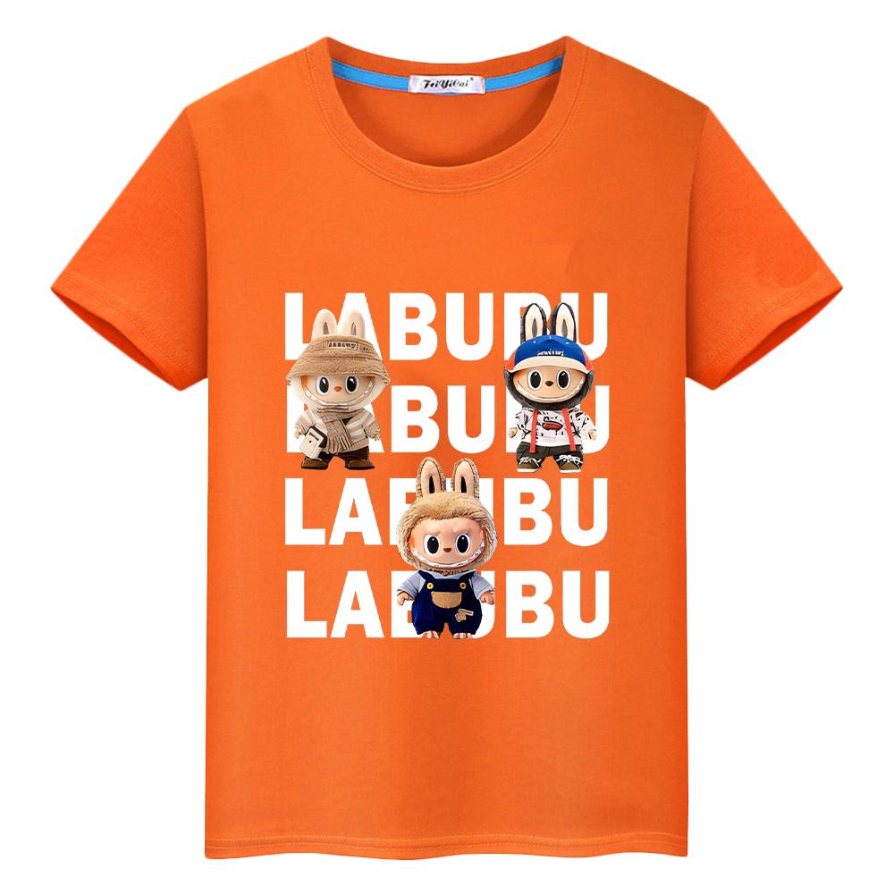 

Футболка labubu для детей, мальчик 10 лет, 100% хлопок, короткие топы в стиле аниме, кавайные топы, футболка pride, одежда для девочек 2000 года, детская одежда для девочек 140 оранжевый