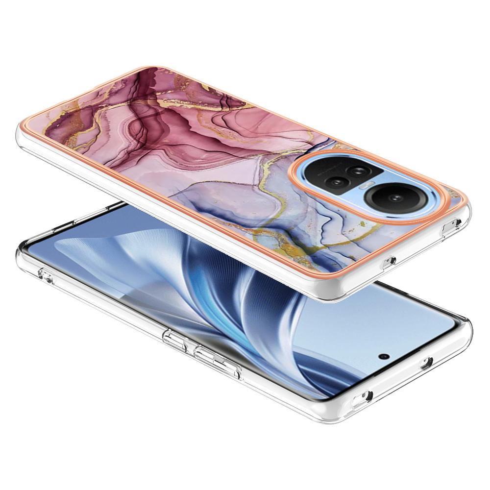 YB IMD Series-16 Style E TPU Case for Oppo Reno10 5G (Global) Electroplating 2.0mm Marble Pattern IMD Phone Cover