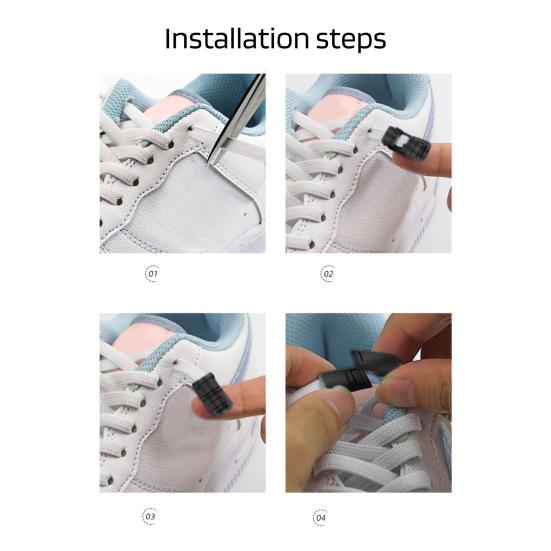2Pcs Magnetic Shoelace Metal Buckle with 2 Elastic Shoelaces Lazy Kids Adults Sneakers