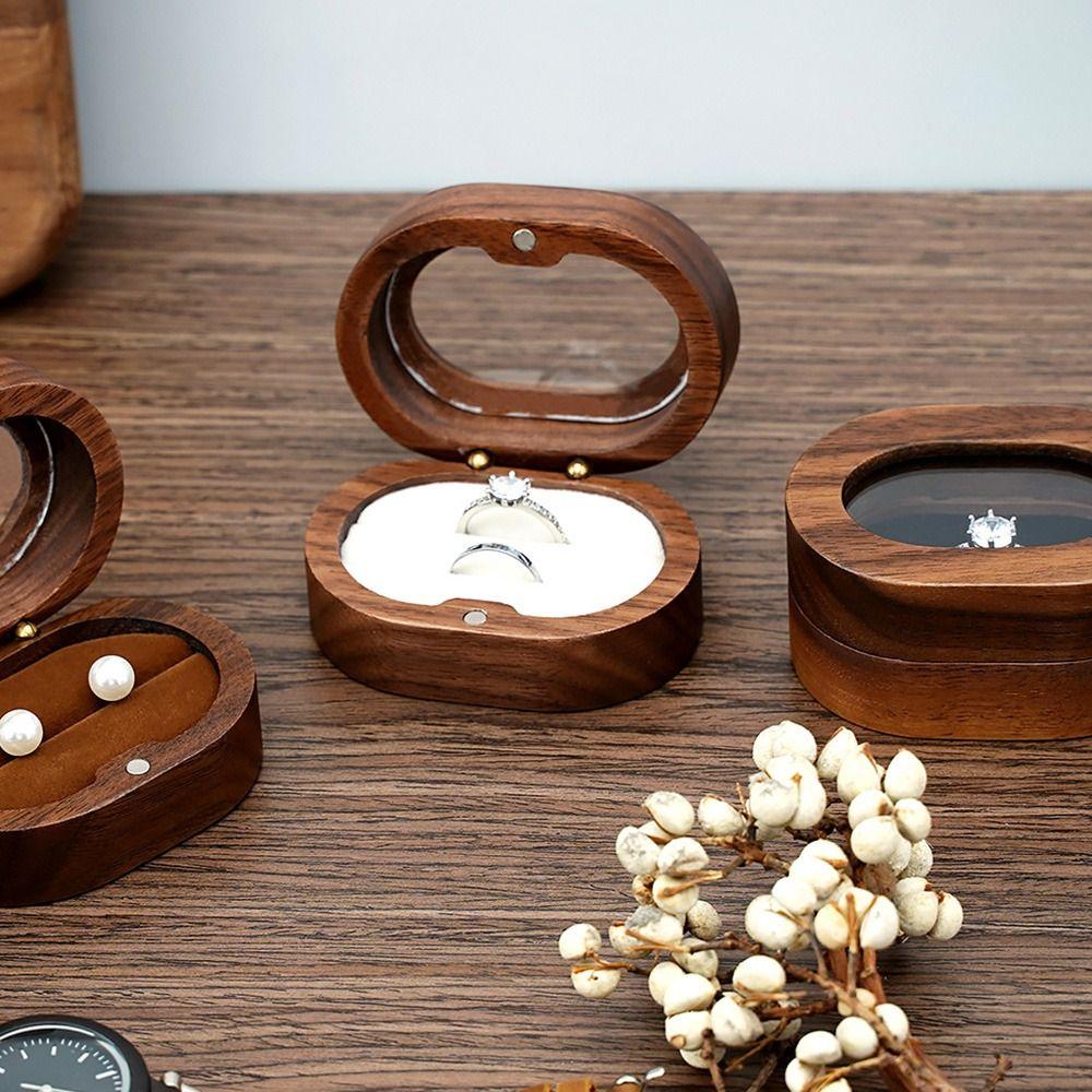Love Gift Retro Wooden Ring Storage Box Lover Ring Display Box Jewelry Box Storage Holder